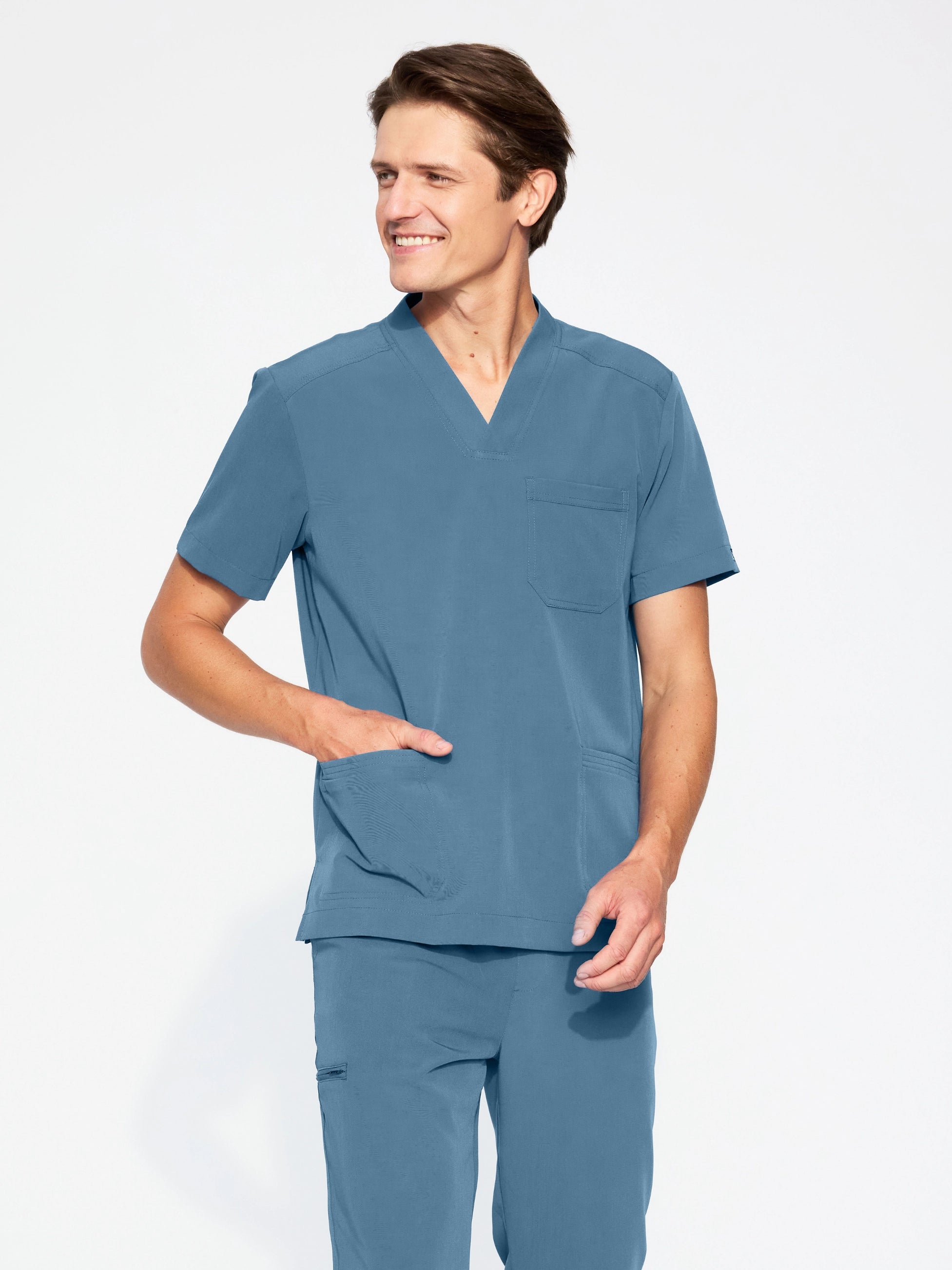 Bluza medyczna męska AXIS candy blue widok z przodu