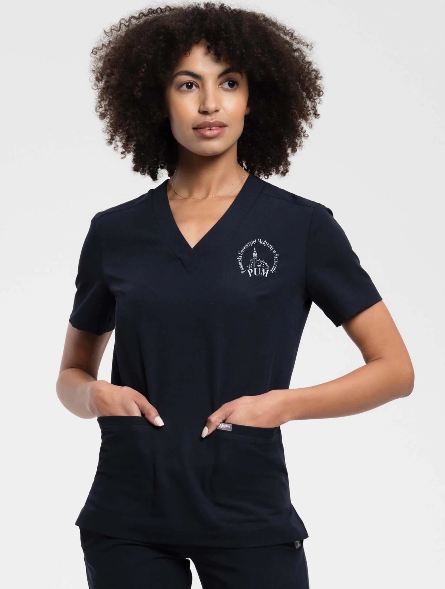 Bluza medyczna damska - MOXI navy blue z logo PUM - Medka