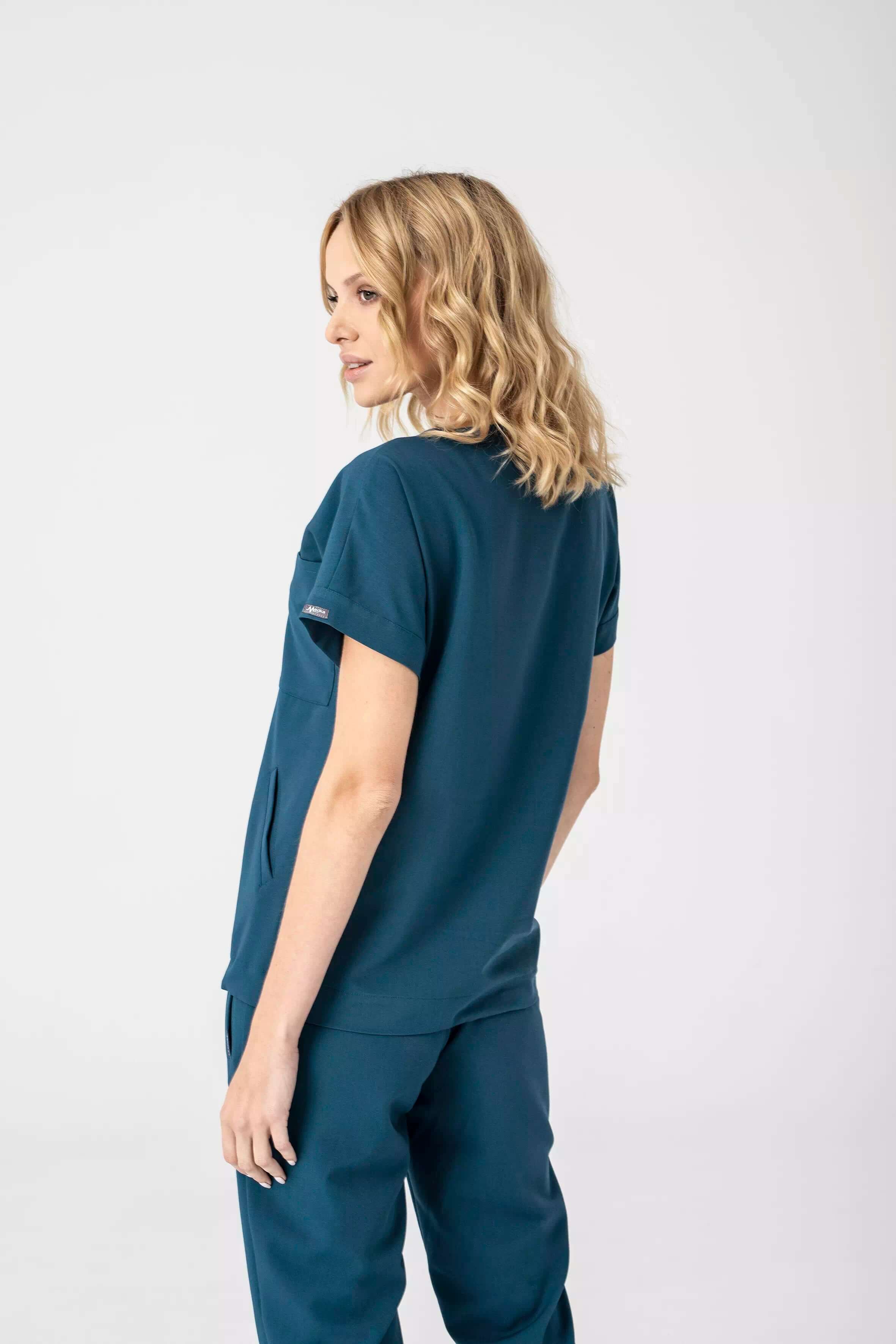 Bluza medyczna damska WELT morska boczny widok