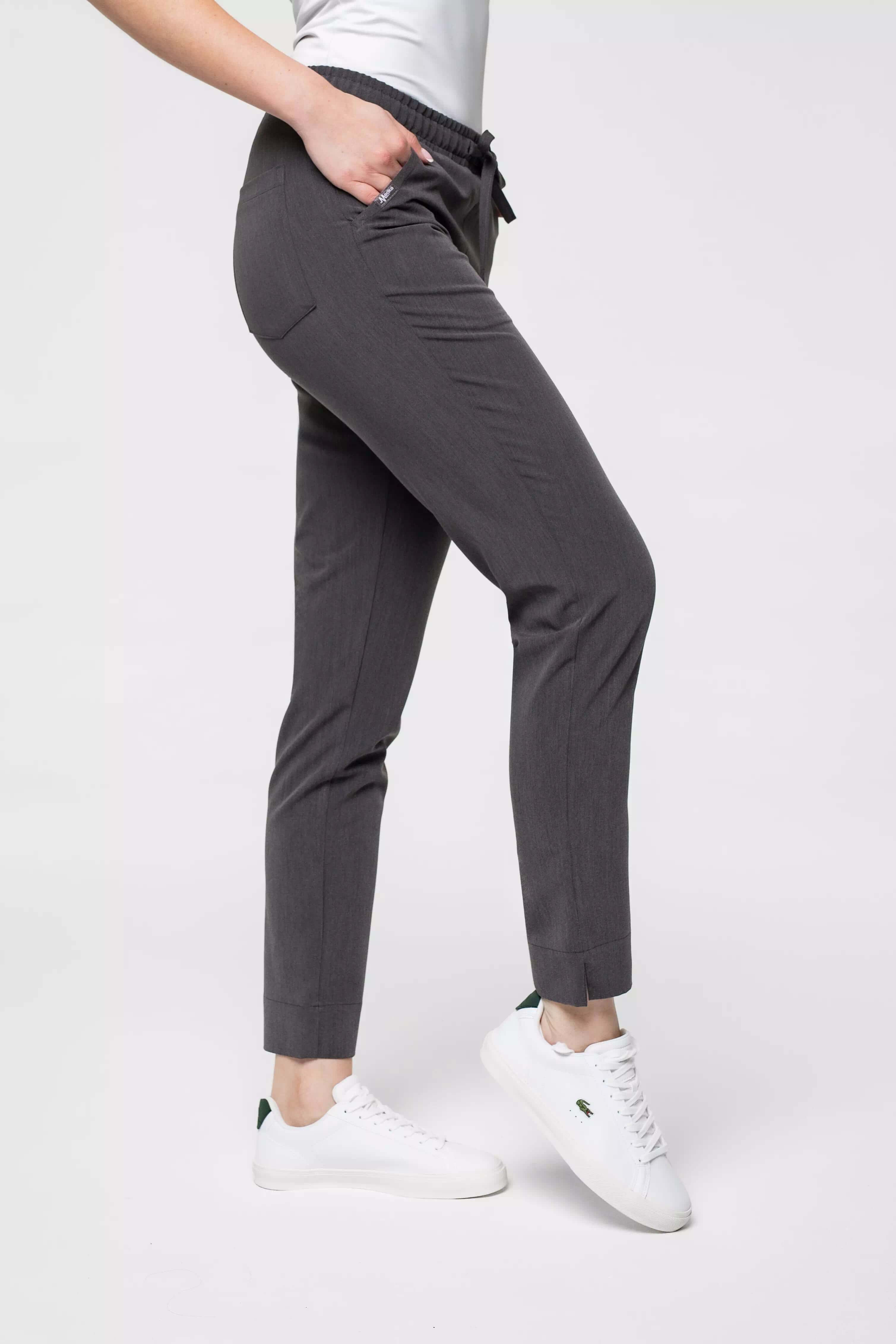 Spodnie medyczne damskie NESSA grafitowy - widok z boku