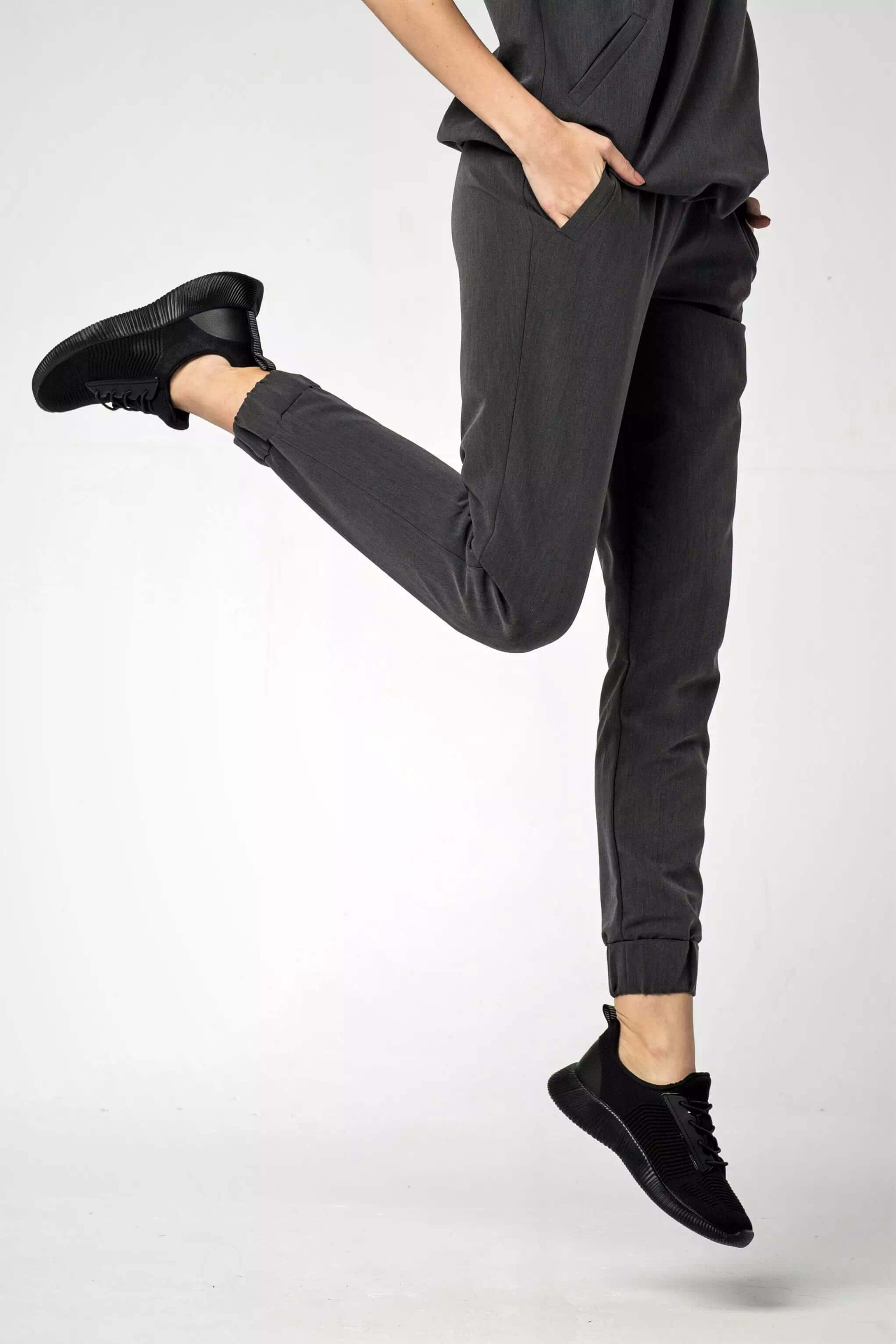 Spodnie medyczne damskie - WELT grafitowe