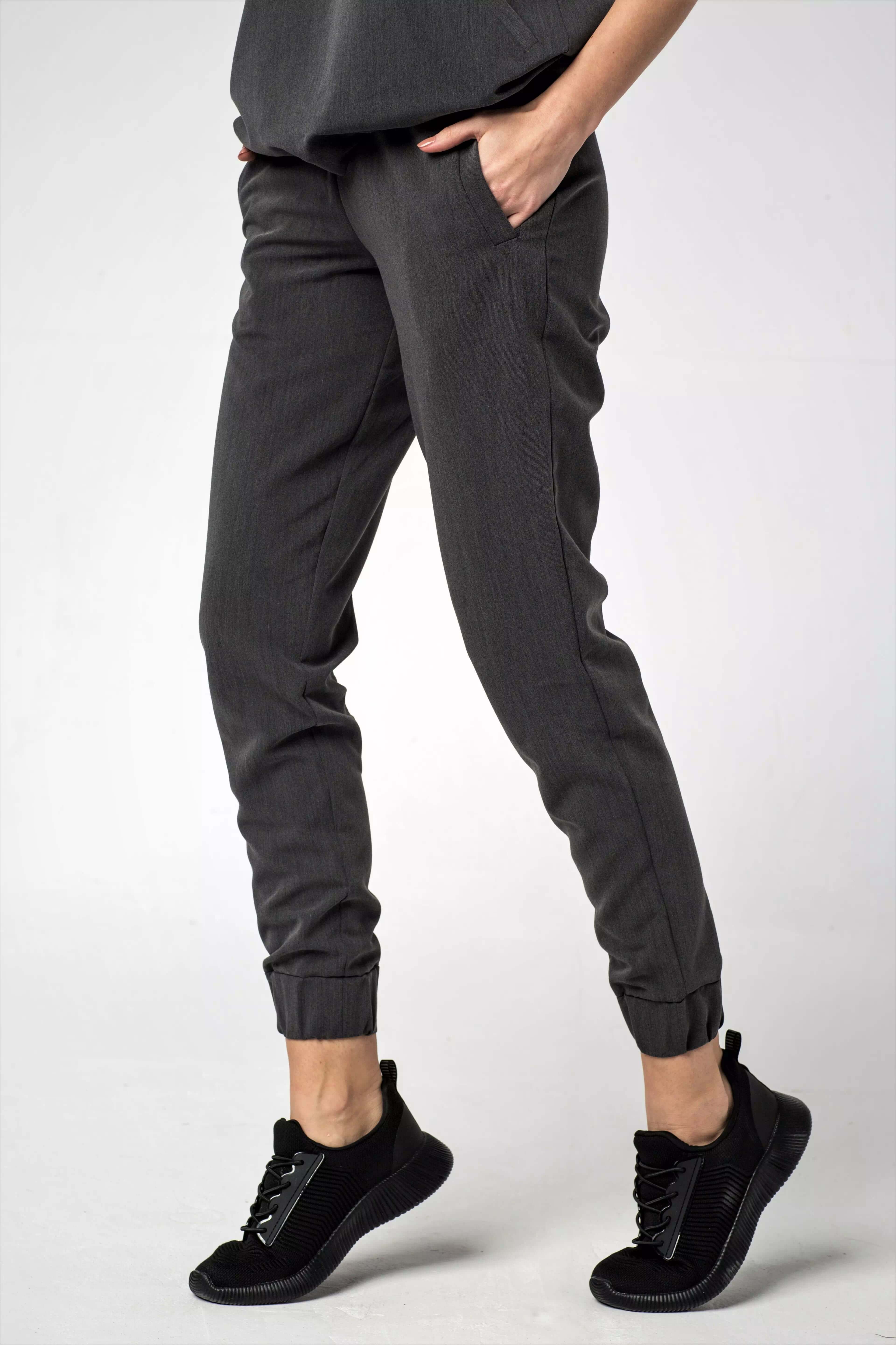 Spodnie medyczne damskie - WELT grafitowe nogawki