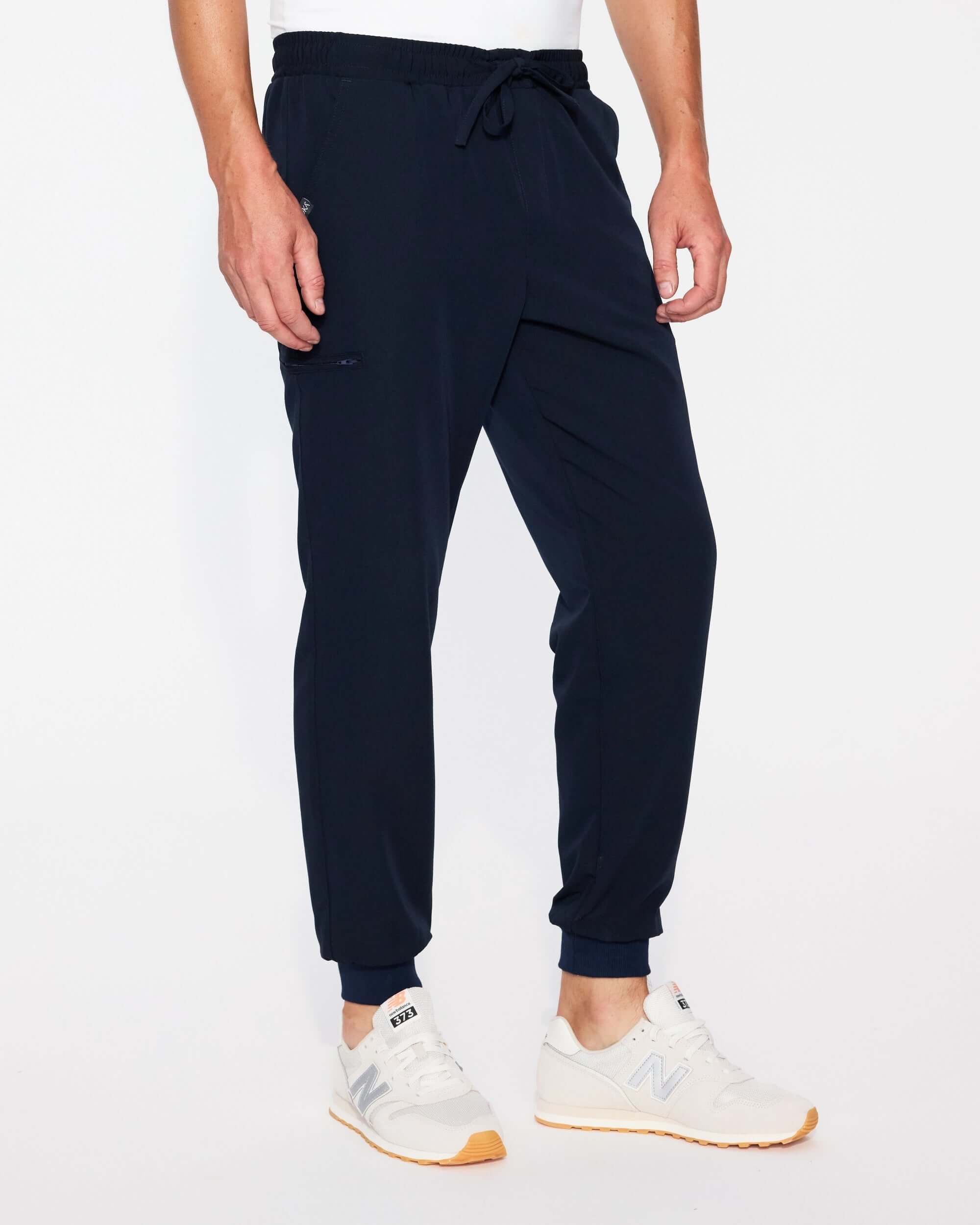 Spodnie medyczne męskie- joggery GENUS ciemny granat (ściągacz bawełniany)