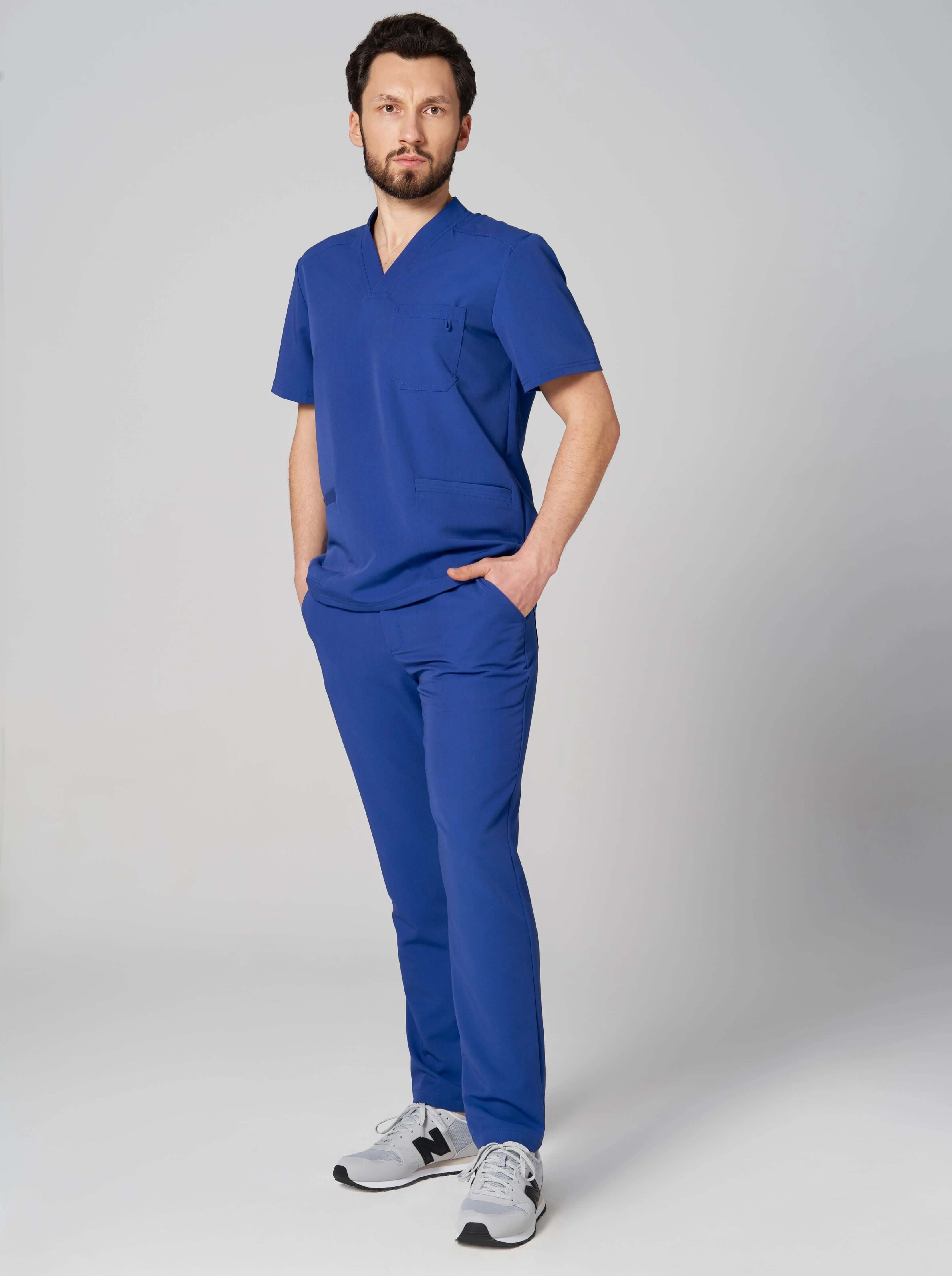 Spodnie medyczne męskie- MARGO chabrowy oraz bluza