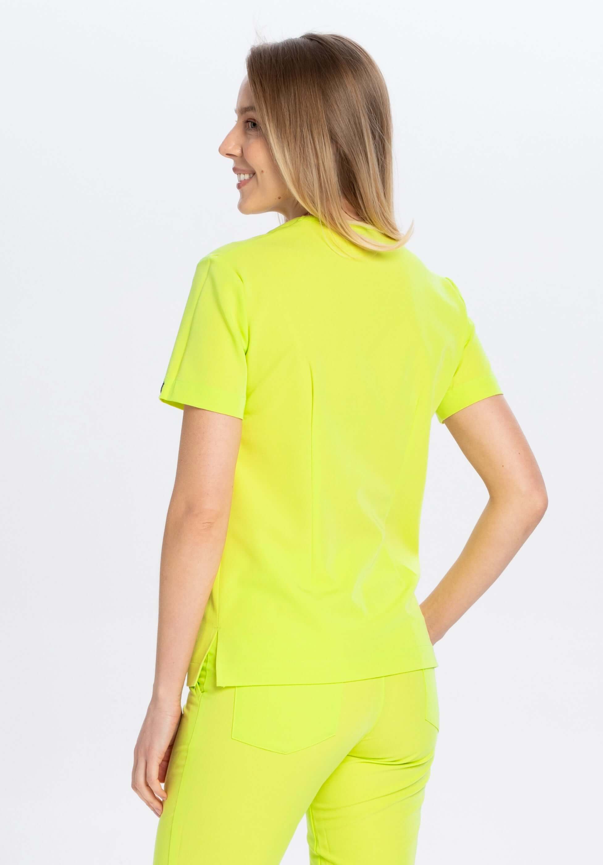 Bluza medyczna damska MOXI limonka tylny widok