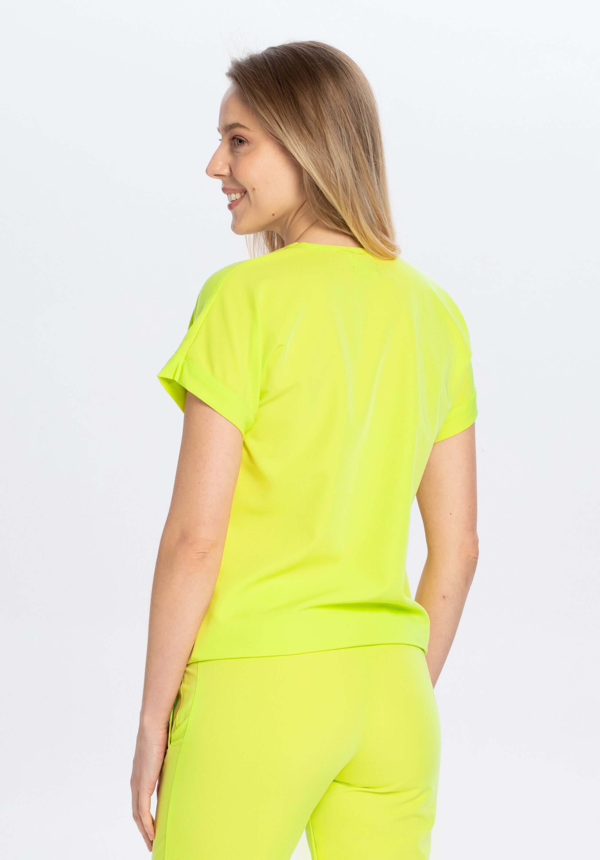 Bluza medyczna damska WELT limonka tylny widok