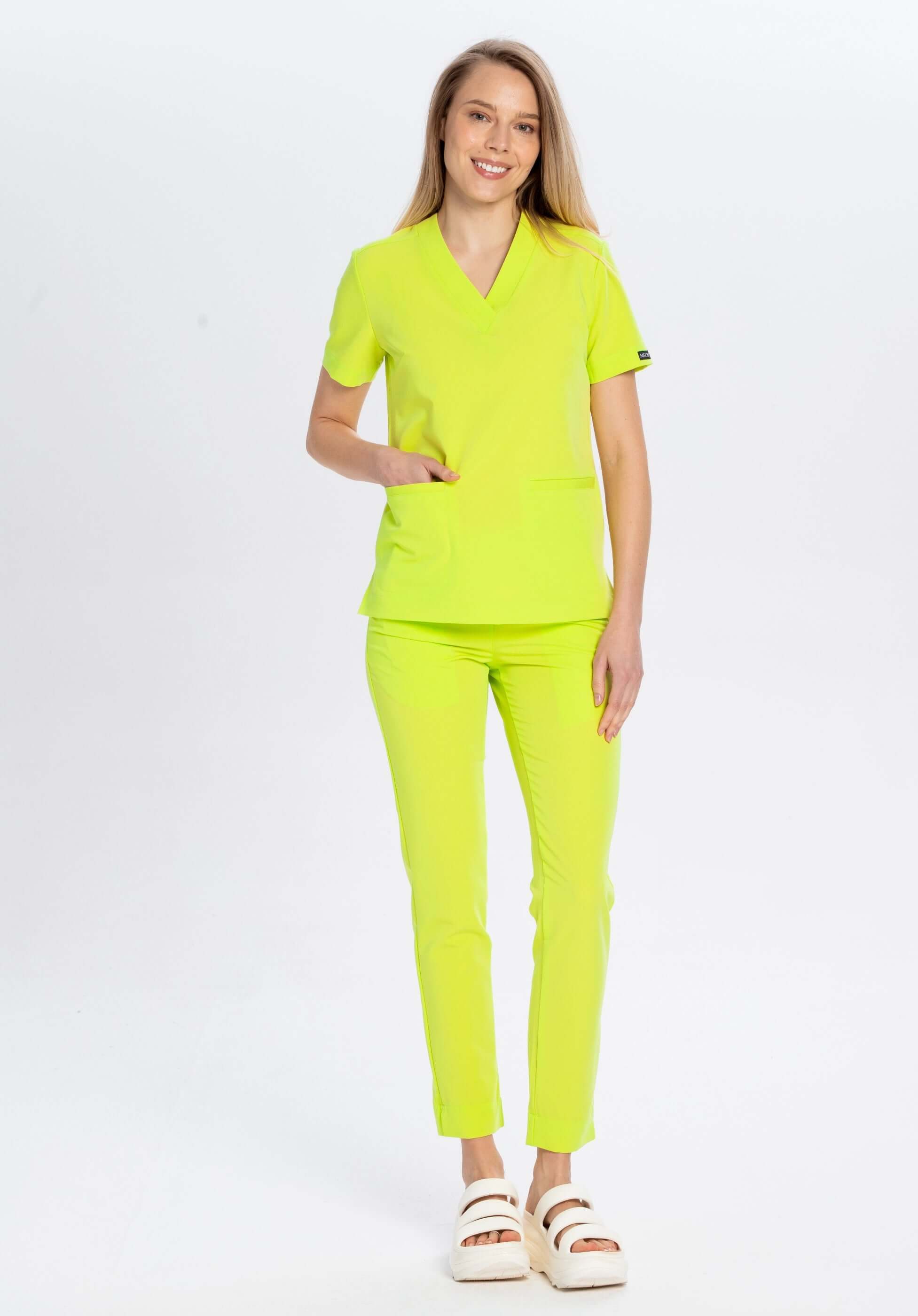 Komplet medyczny damski limonka - bluza Moxi i spodnie Nessa