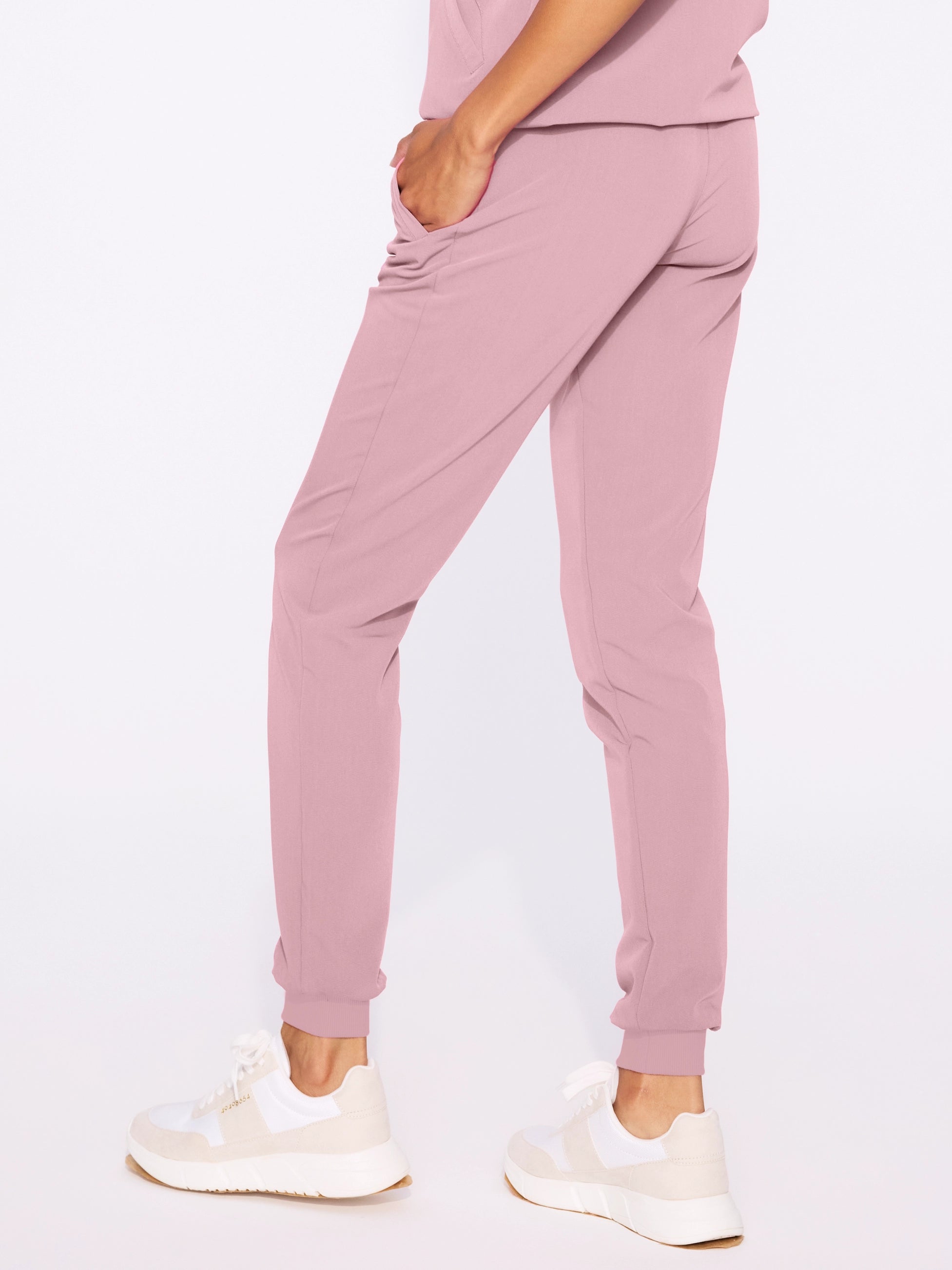 Spodnie medyczne damskie WELT misty rose tylny widok