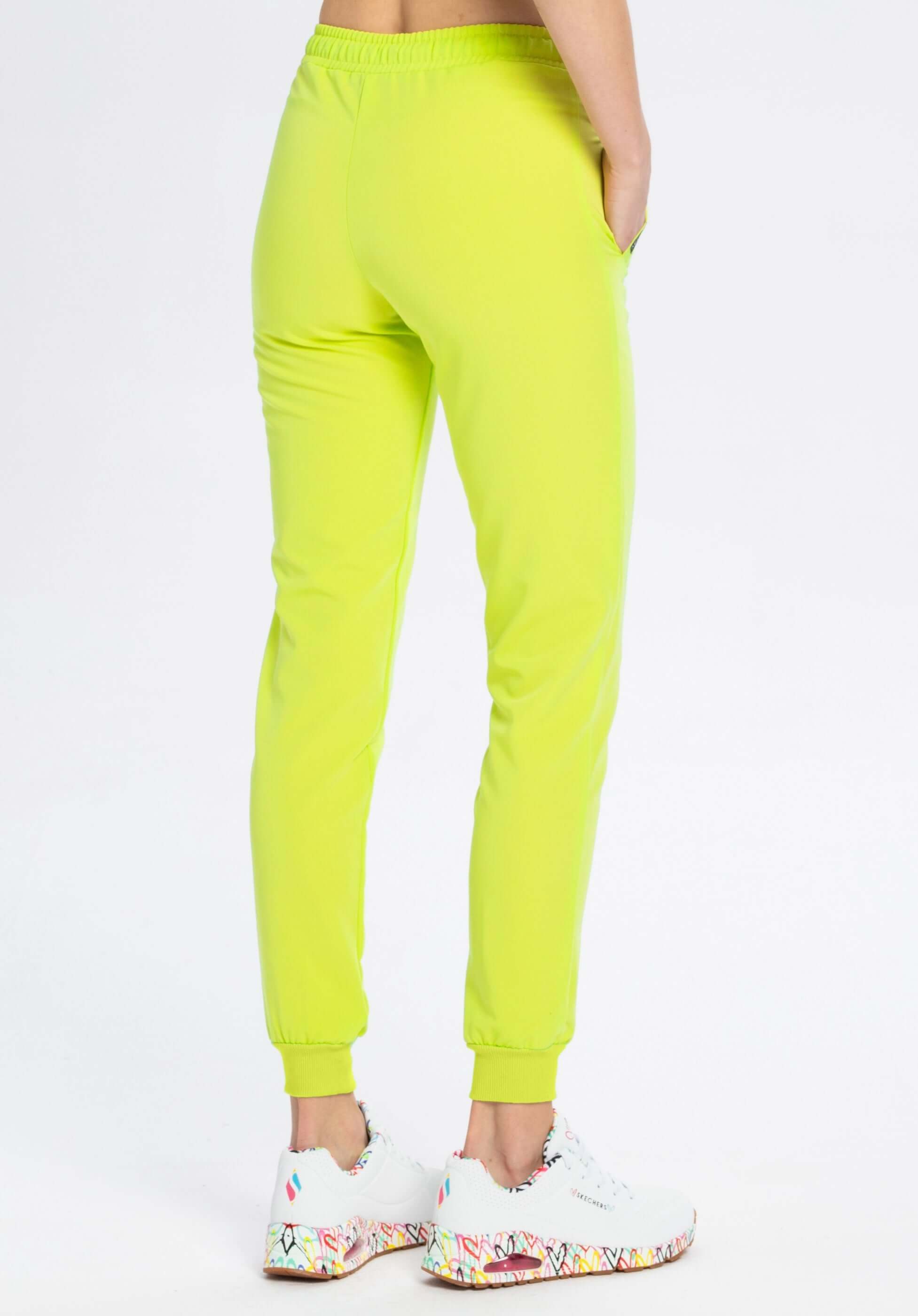 Spodnie medyczne damskie WELT limonka tylny widok