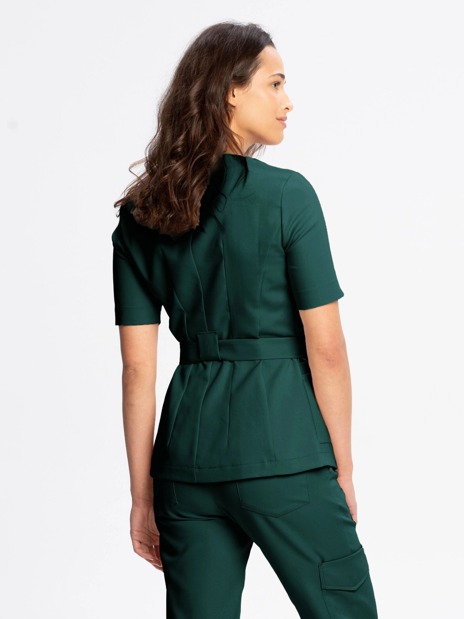 Tunika medyczna NAYA emerald green widok z tyłu