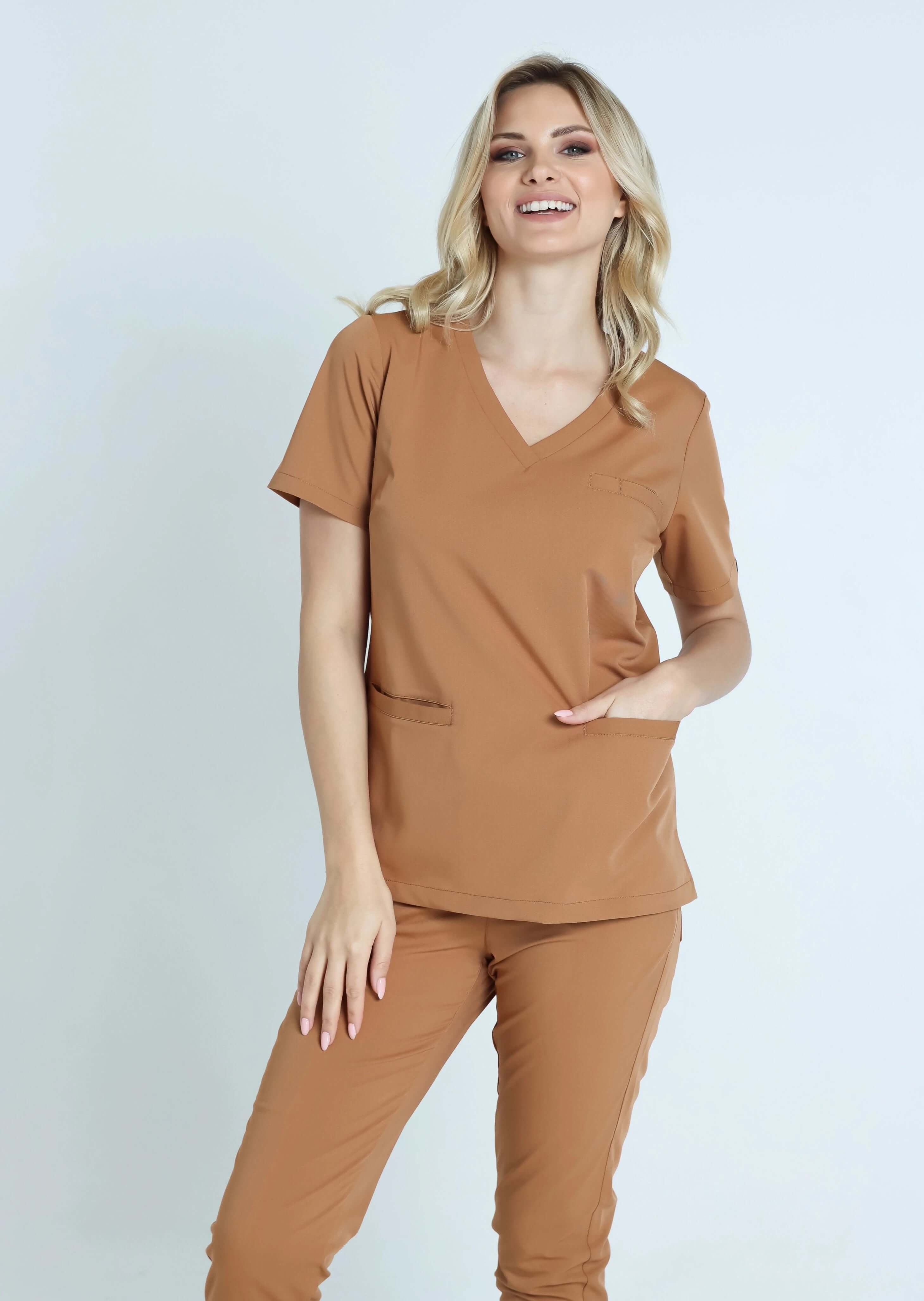 Bluza medyczna damska MILLIA karmelowa