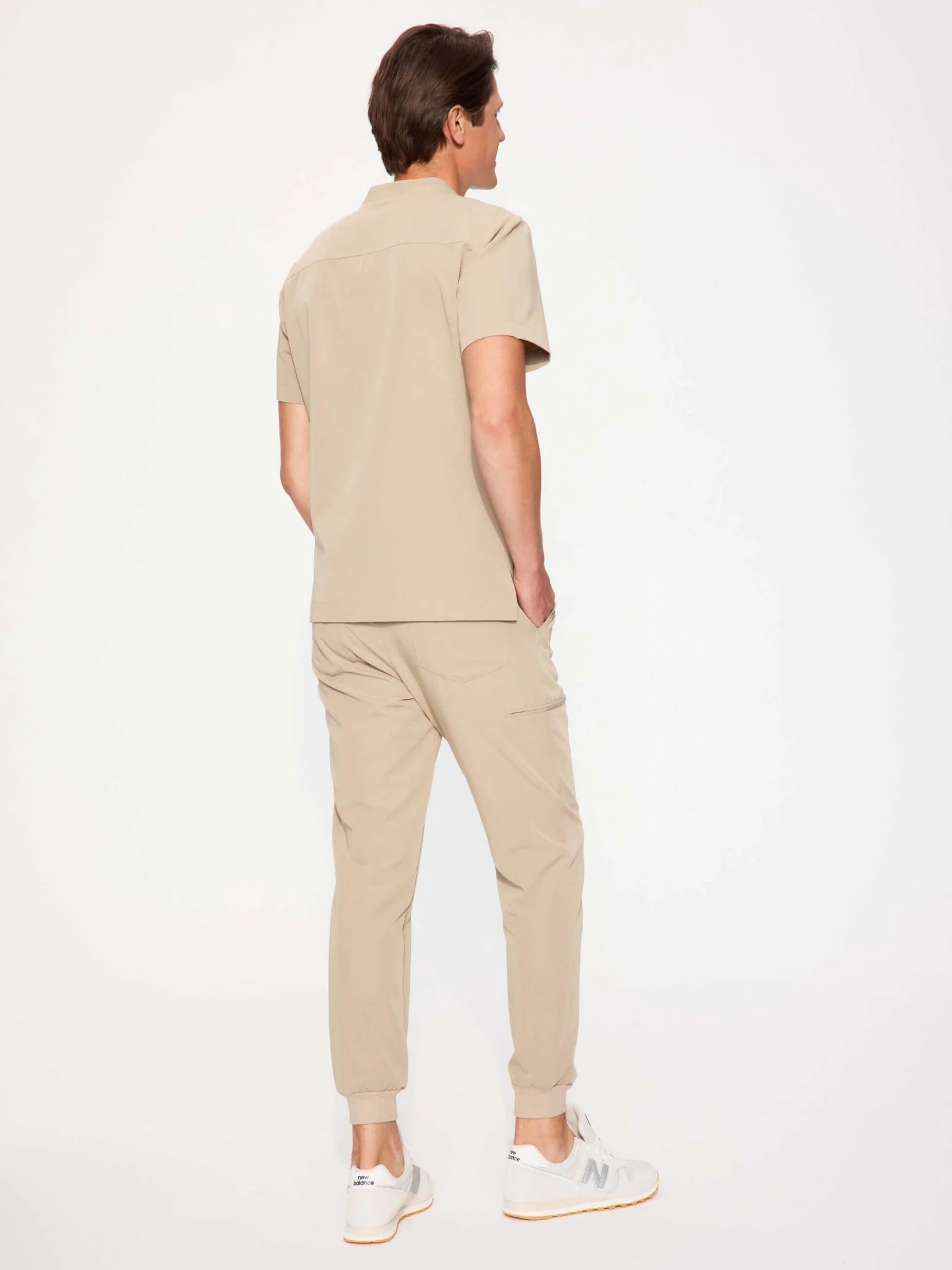 Komplet medyczny męski beżowy: Bluza Axis + Joggery Genus - Medka