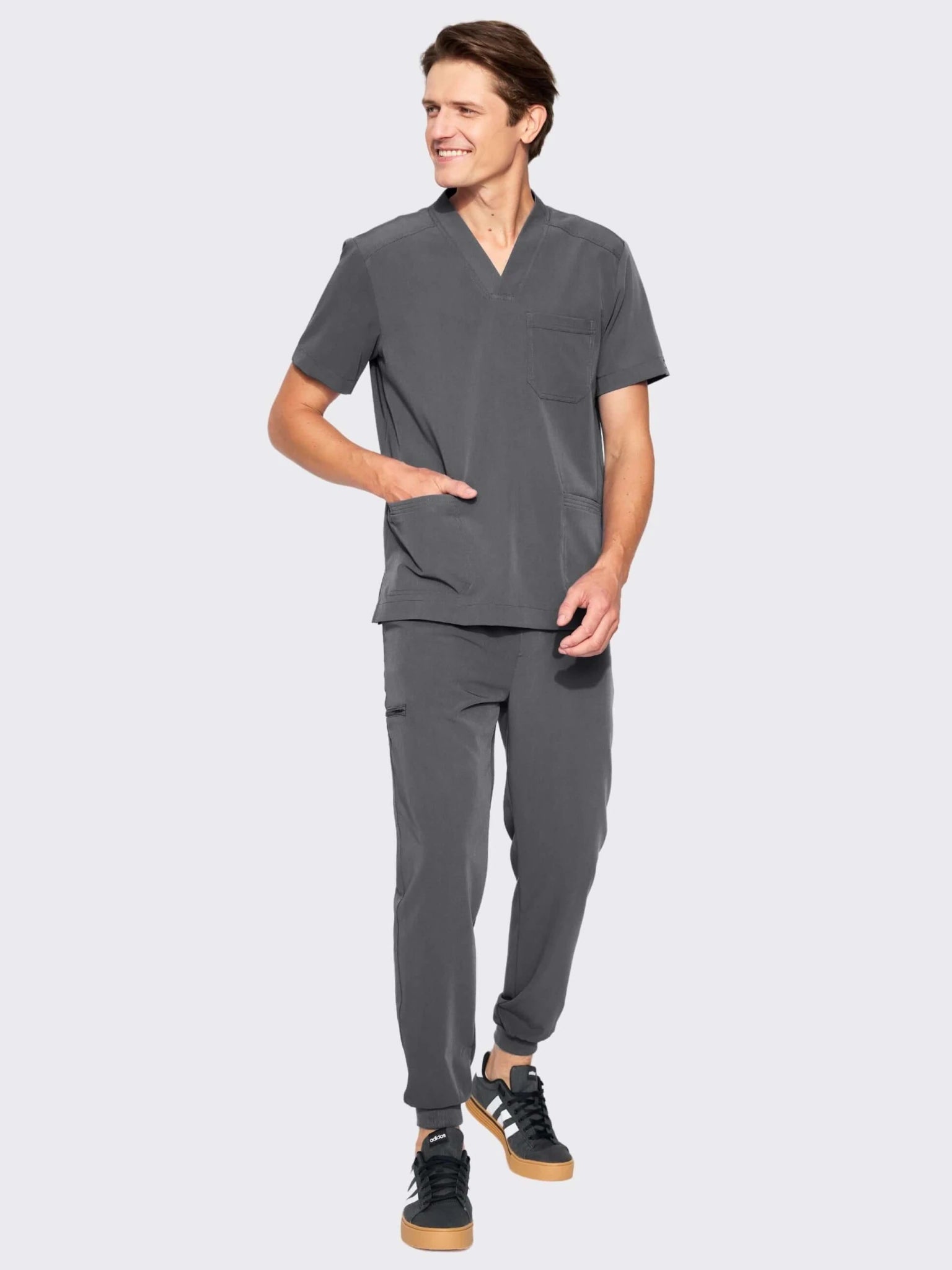Komplet medyczny męski stalowy: Bluza Axis + Joggery Genus - Medka