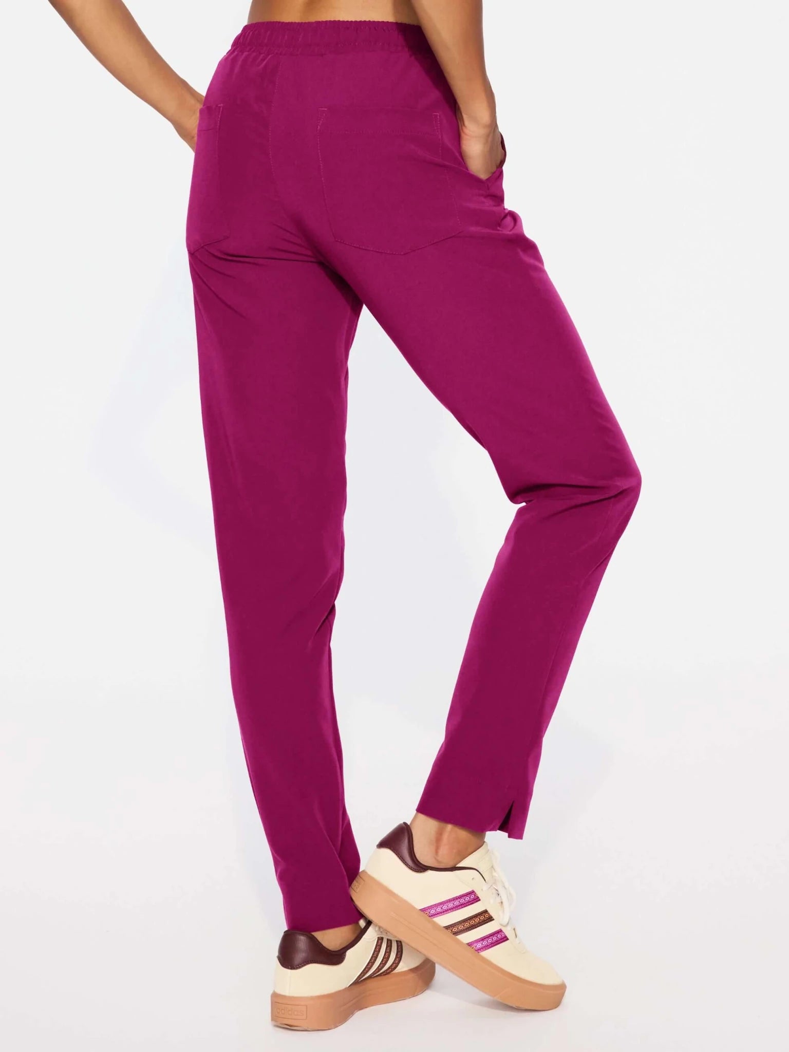 Women's medical trousers - NESSA deep rose back