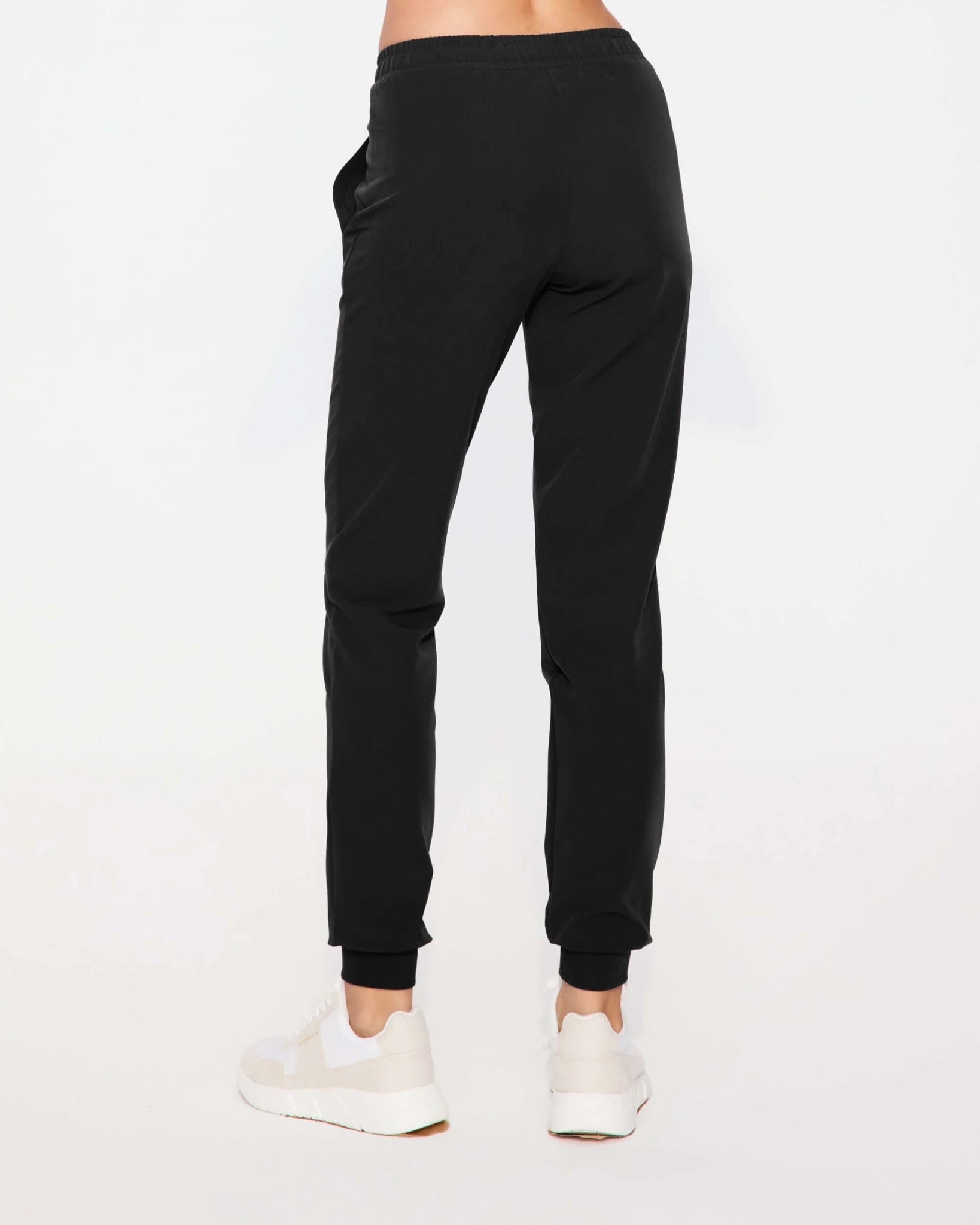 Women's medical pants - WELT, black (cotton cuff), back view