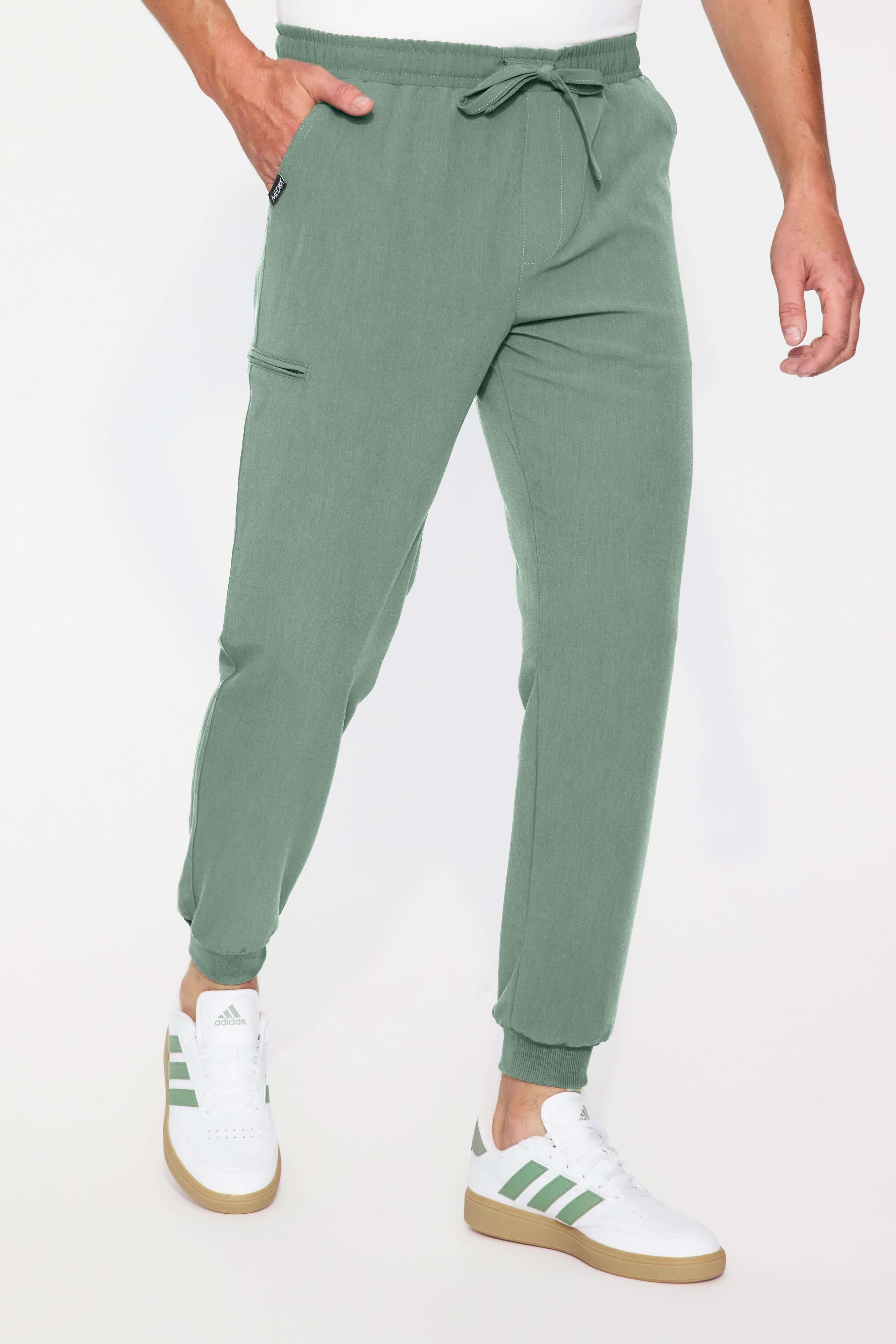 Spodnie medyczne męskie joggery GENUS oliwkowy (ściągacz bawełniany)