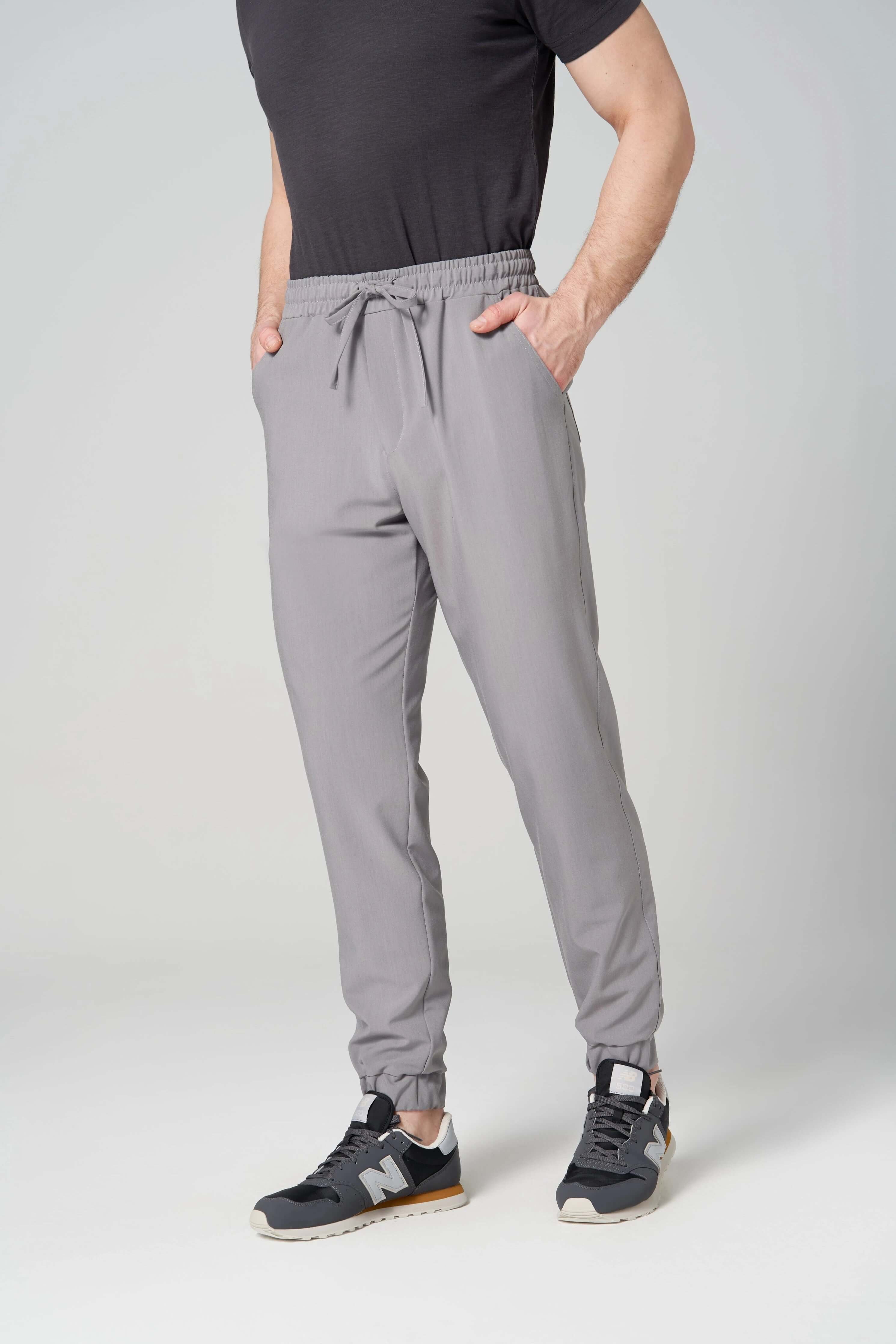 Spodnie medyczne męskie- joggery GENUS szary widok na przód