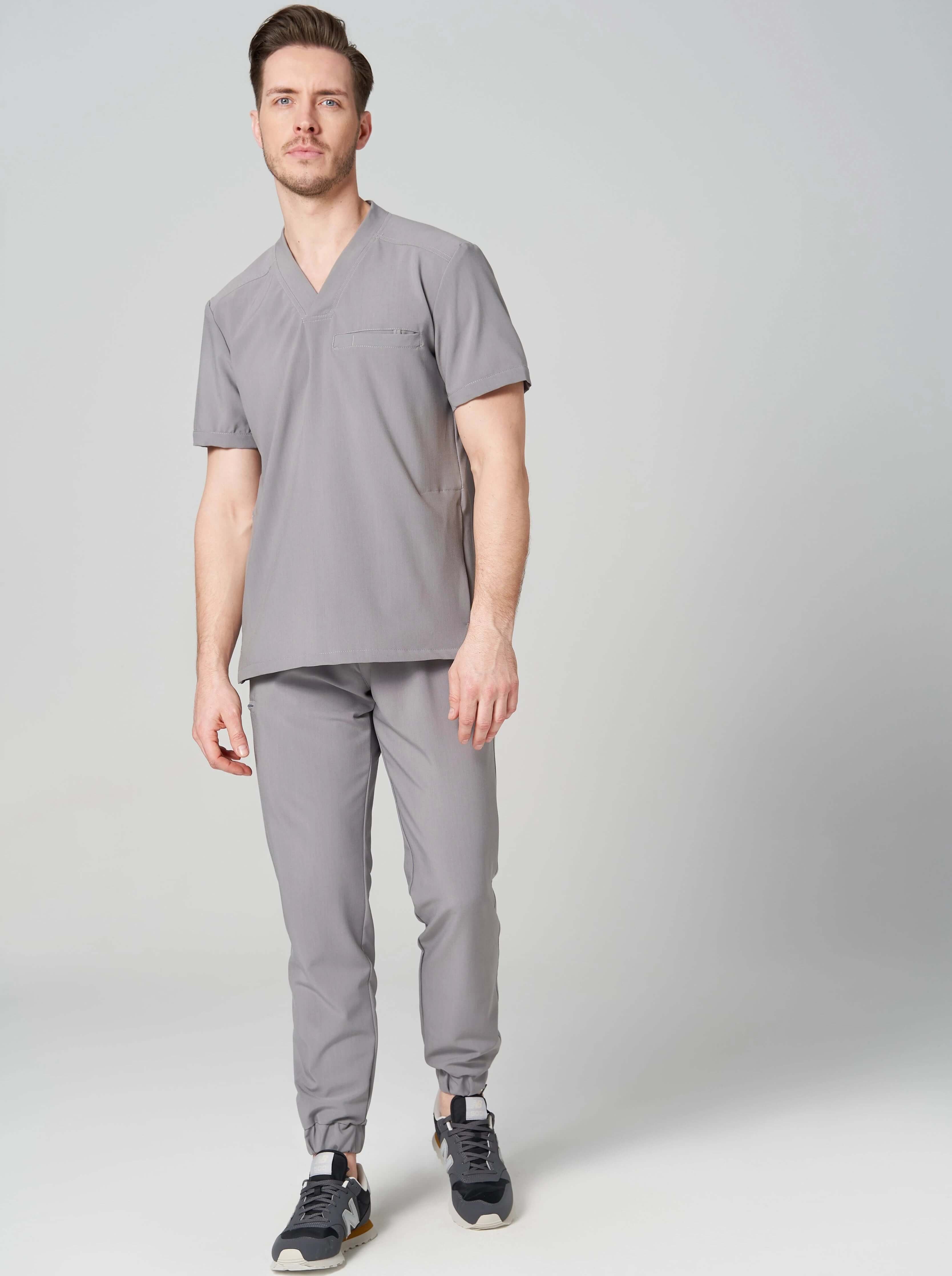 Spodnie medyczne męskie- joggery GENUS szary oraz bluza