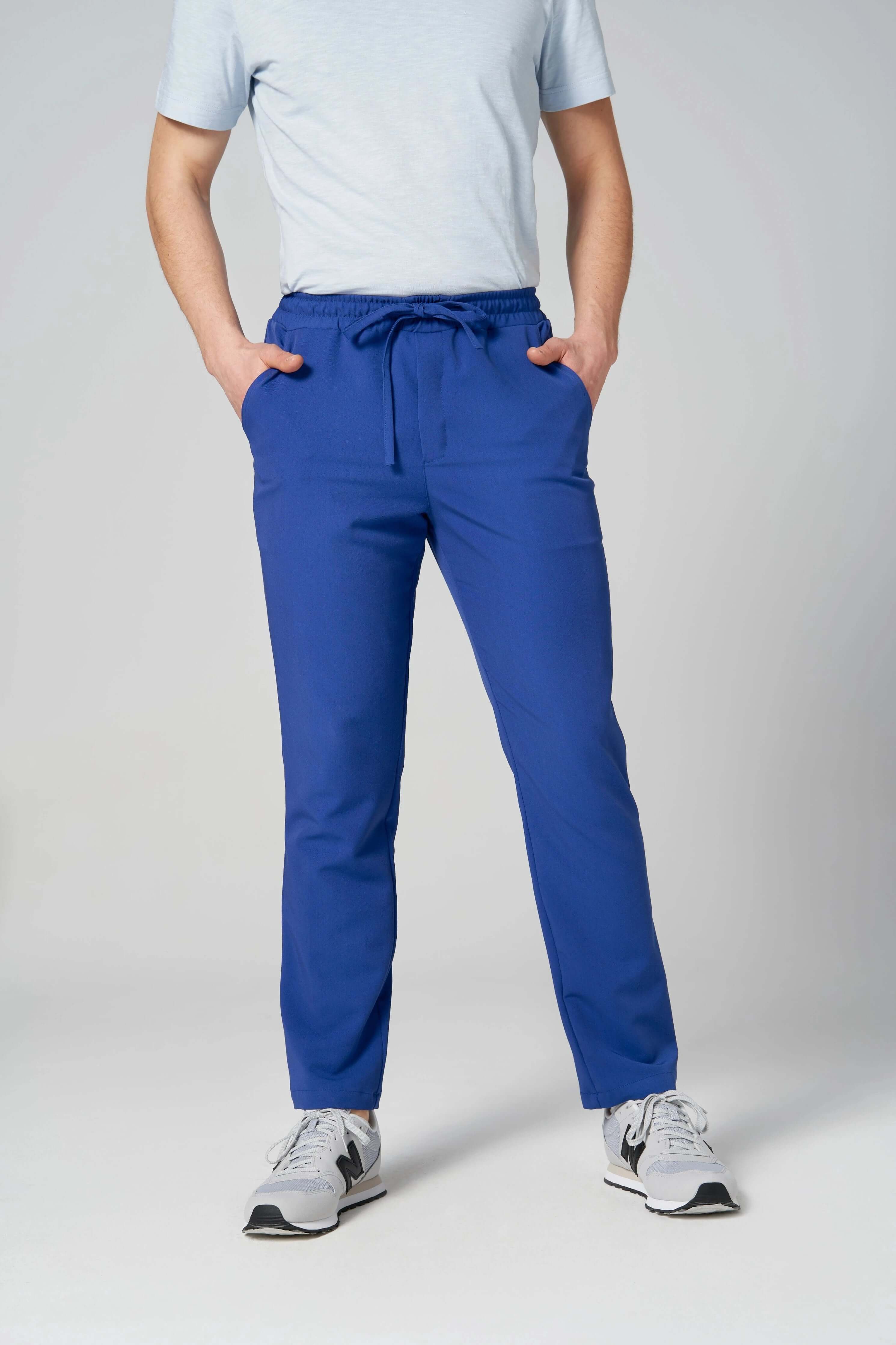 Spodnie medyczne męskie- MARGO chabrowy widok na tył