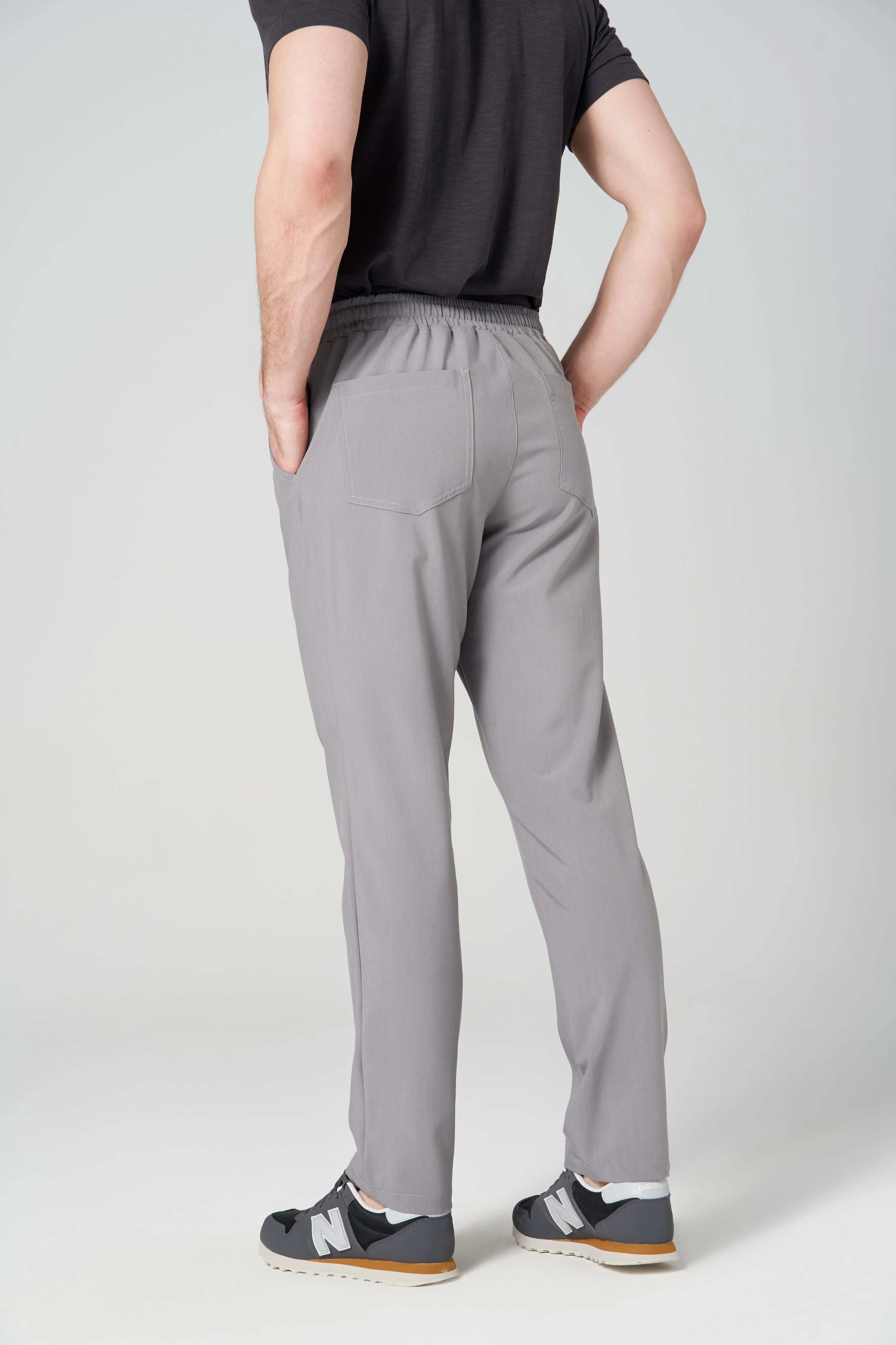 Spodnie medyczne męskie- MARGO szary widok z tyłu