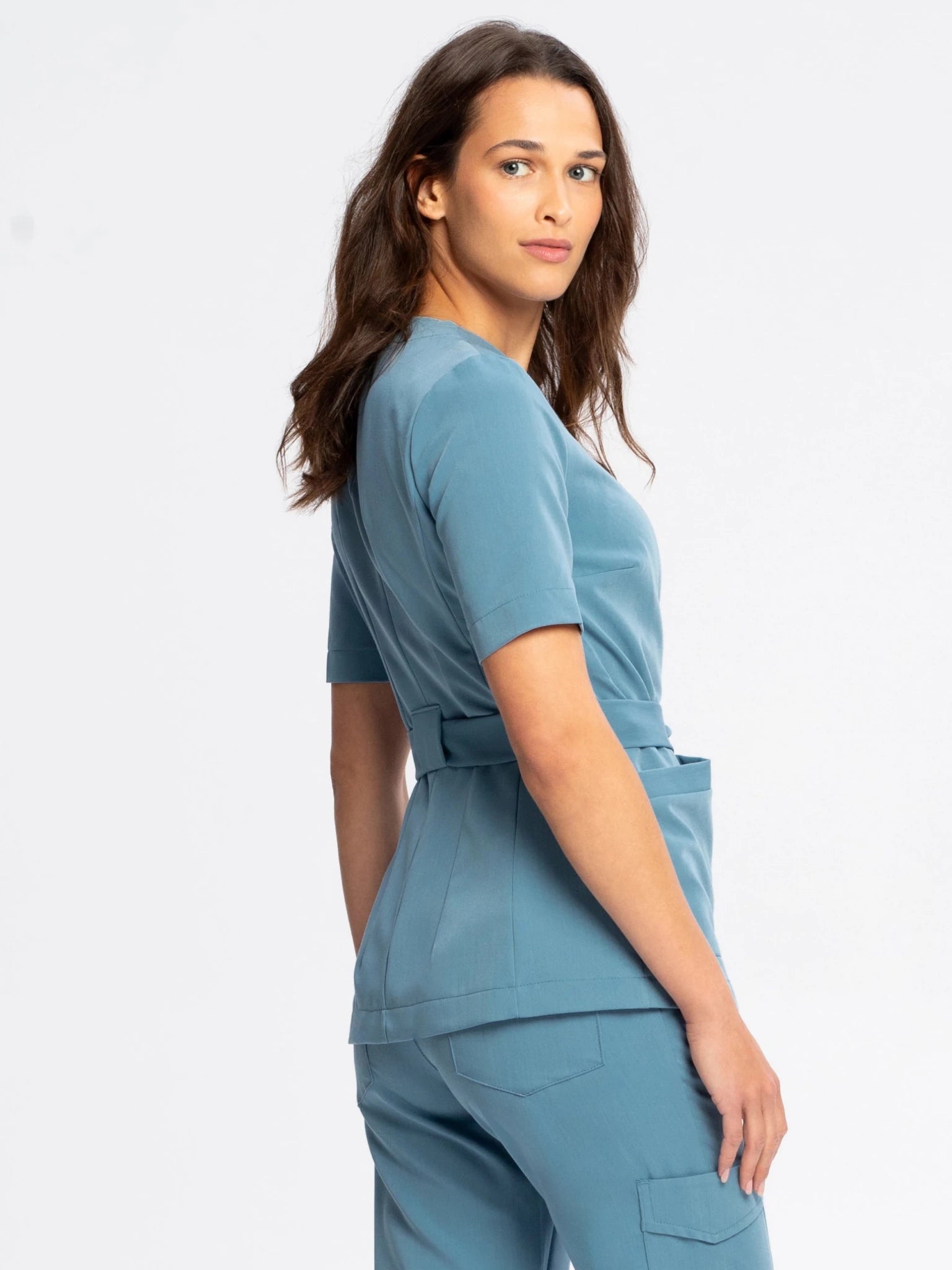 NAYA medical tunic candy blue back