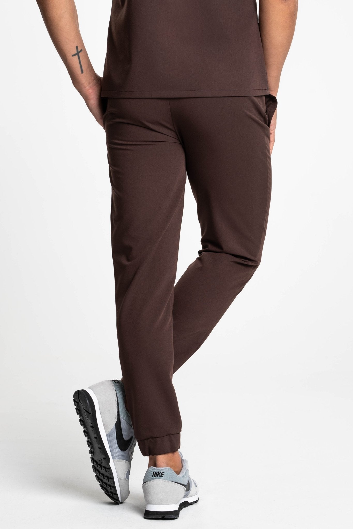 Spodnie medyczne męskie WELT - kolor brązowy